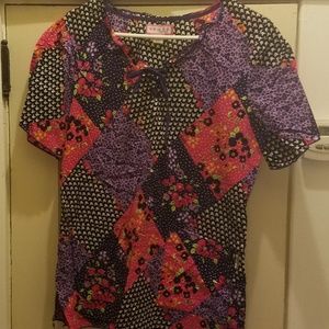 Floral patchwork scrub top by Koi